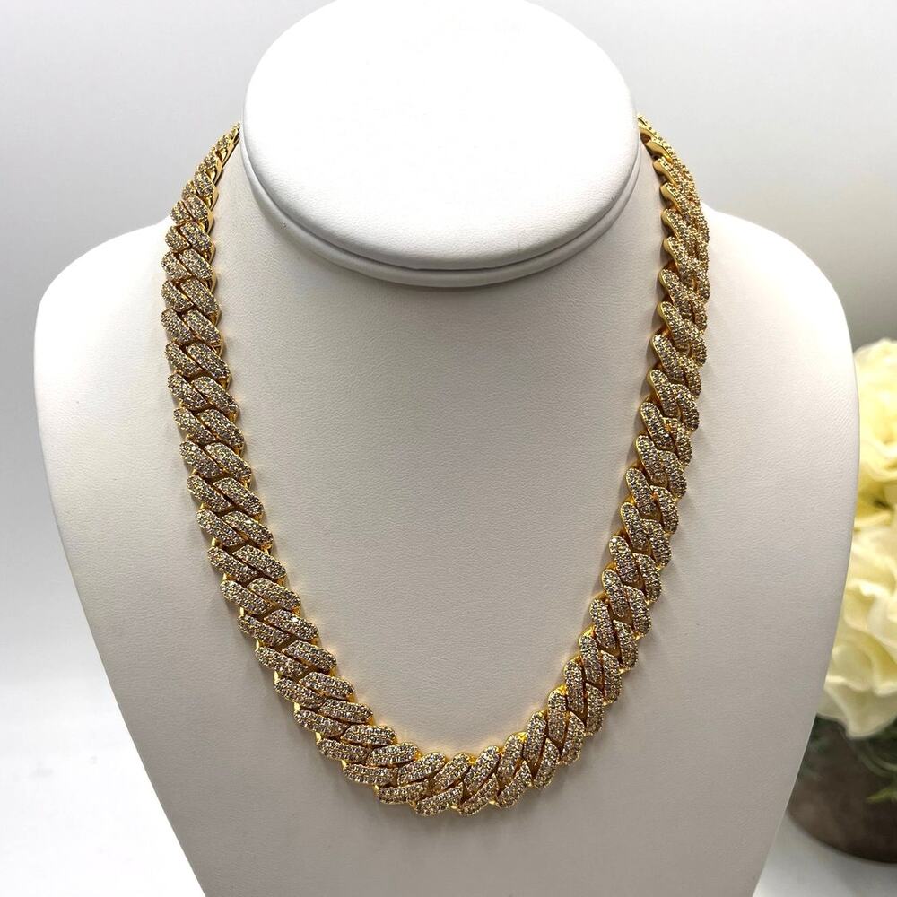 Gold Presidents Designer‎ Pres Cuban Link Cubic Zirconia 18k Gold Plated (12MM)